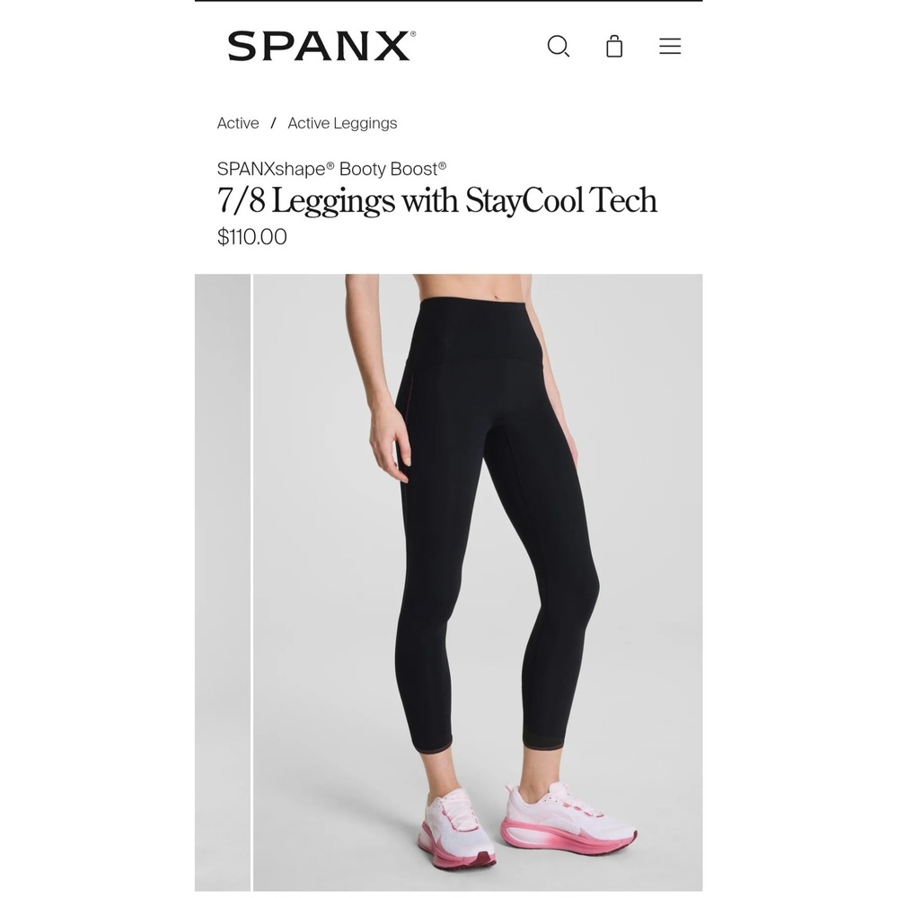 Spanx Booty Boost 7/8 Leggings StayCool Tech Black High Rise 50186R Size Small